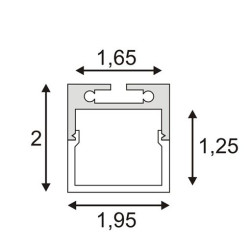GLENOS profil professionnel 2020-200 noir 2m avec diffuseur blanc