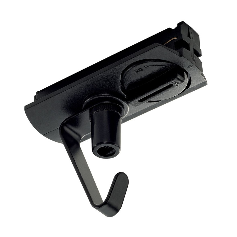 Adaptateur pour rail 1 allumage 230V, noir, électrique, crochets inclus