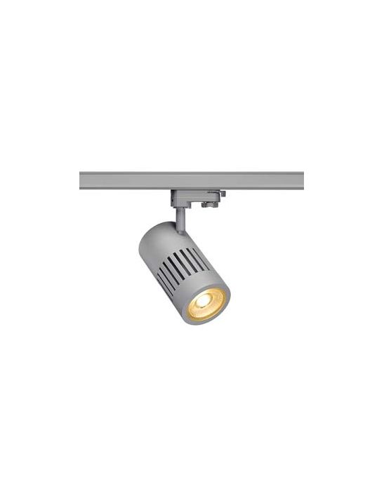 spot STRUCTEC LED 24W, Gris argent, 3000K, 36°, adaptateur rail 3 allumage inclus
