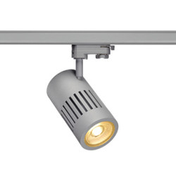 spot STRUCTEC LED 24W, Gris argent, 3000K, 36°, adaptateur rail 3 allumage inclus