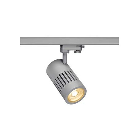 spot STRUCTEC LED 30W, Gris argent, 3000K, 36°, adaptateur rail 3 allumage inclus