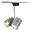 Rail 3 allumages, bima ii - spot 2x50w gu10 avec adaptateur gris argen