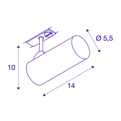 HELIA 50 LED spot, blanc, 11W, 3000K, 35 degres, adaptateur rail 1 allumage