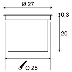 DASAR® 270, encastré de sol extérieur, symétrique, rond, noir mat/inox brossé, LED, 30W, 3000K, IP65