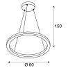 ONE 60, suspension intérieure, noir mat, LED 25W, 3000/4000K, variable Dali