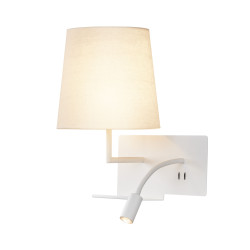SOMNILA FLEX, applique int. liseuse, gauche, blanc, LED 3W, 3000K, avec port USB