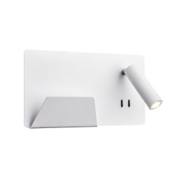 SOMNILA SPOT, applique int. liseuse, gauche, blanc, LED 13W 3000K, avec port USB