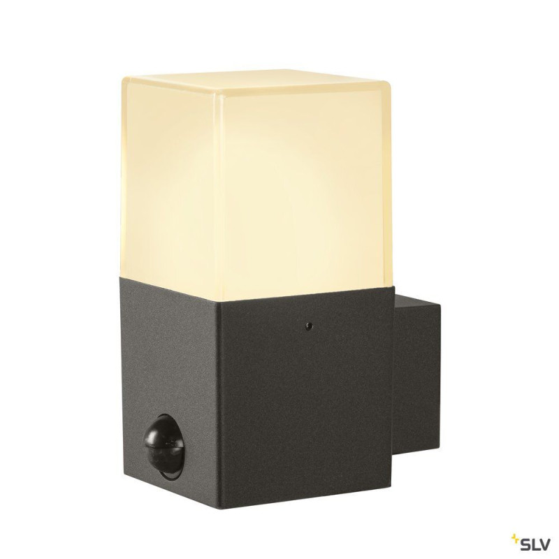 GRAFIT, applique ext, carré, anthracite, E27, 11W max, IP44, détecteur de mvts