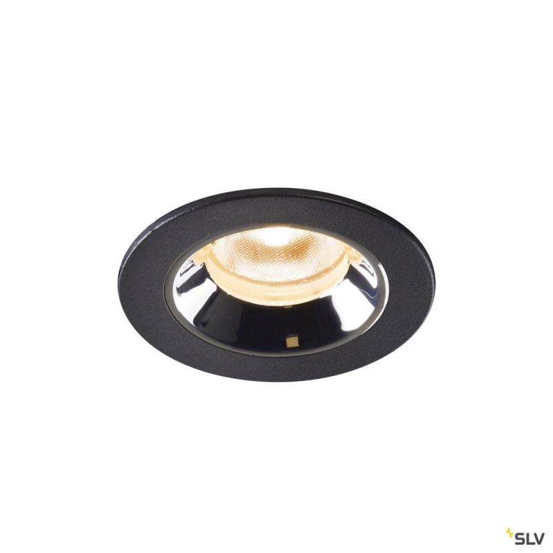 NUMINOS® XS, encastré plafond int, 20°, noir/chrome, LED, 7W, 2700K, IP20/IP44