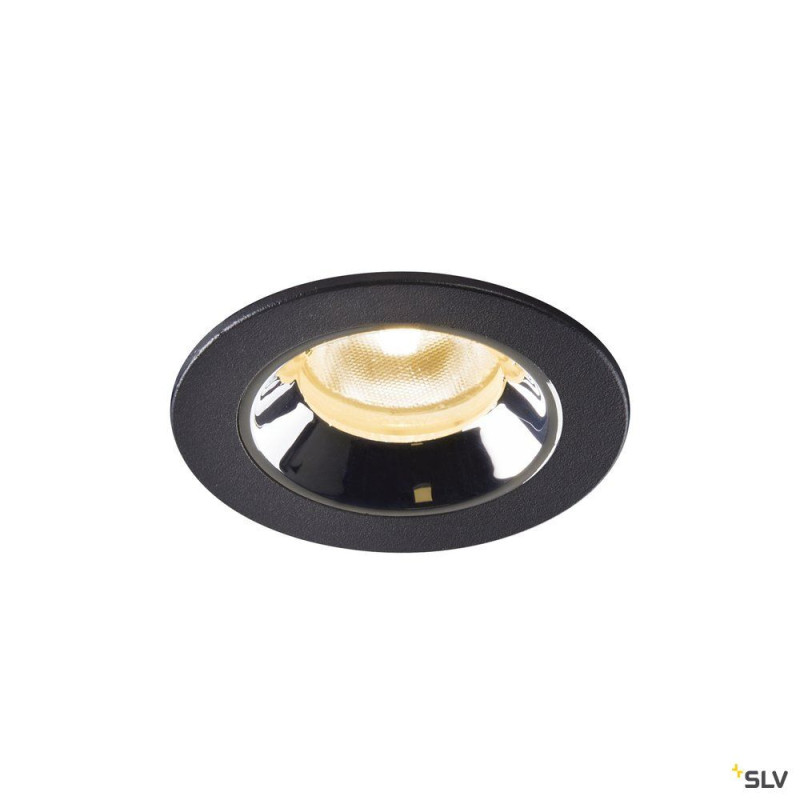 NUMINOS® XS, encastré plafond int, 55°, noir/chrome, LED, 7W, 3000K, IP20/IP44