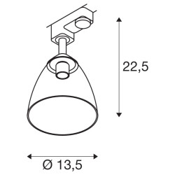 PARA CONE GL, spot pour rail 3 allumages int, noir/transparent, GU10, 25W max