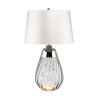 Petite lampe de table fumée Lena avec abat-jour blanc cassé 2 lumières