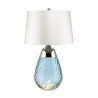 Petite lampe de table bleue Lena avec abat-jour blanc cassé 2 lumières