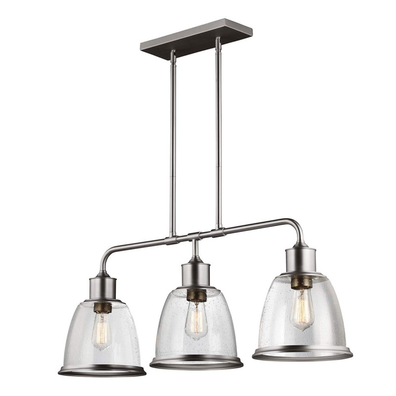 Lustre droit suspendu nickel satiné Hobson 3 lumières