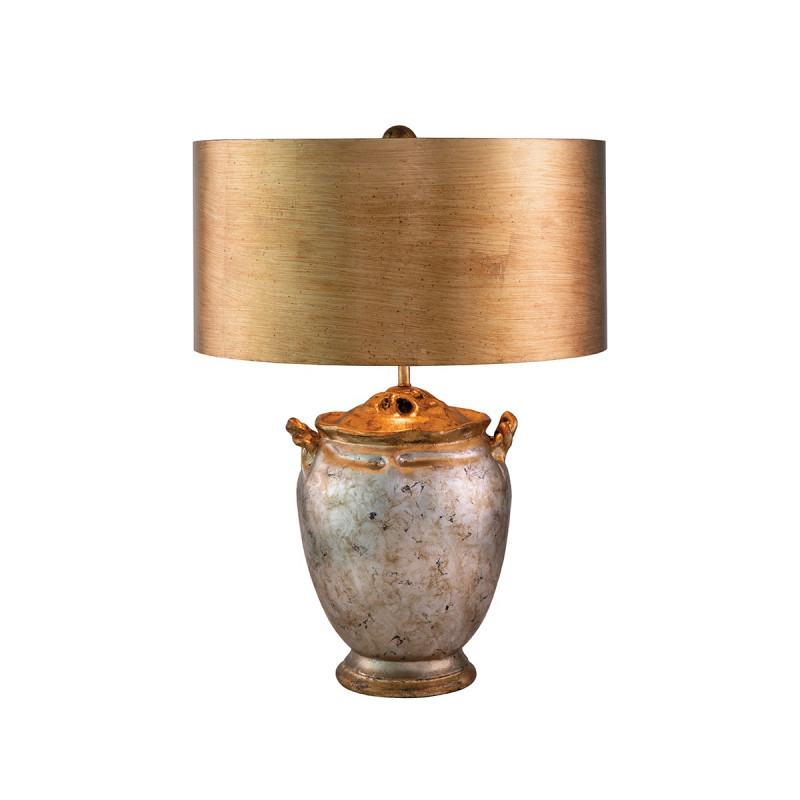 Jackson  Lampe à poser 1 Lumière- Argent vieilli avec détails de feuilles d'or