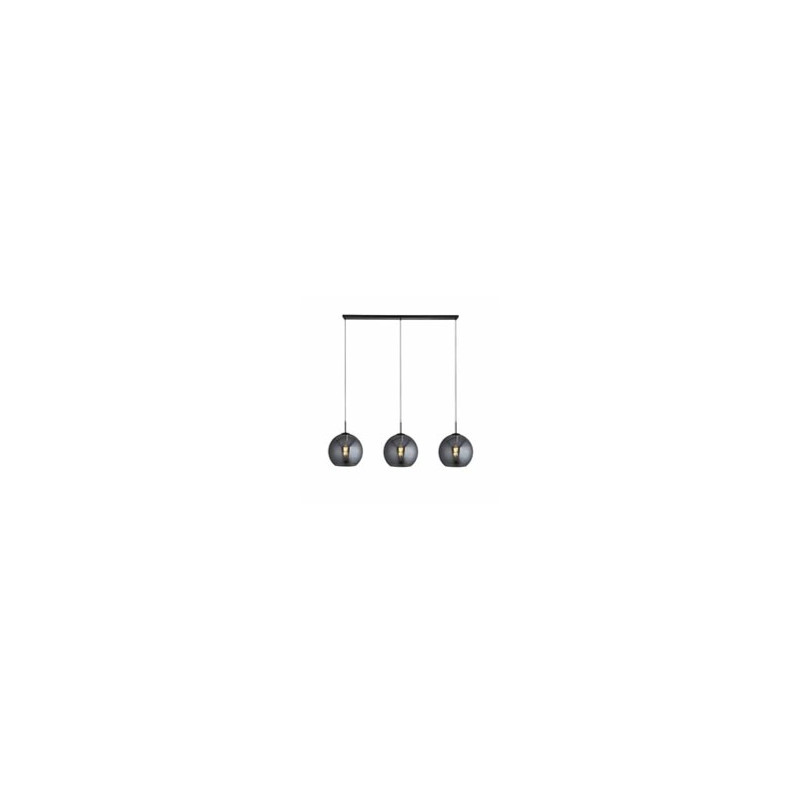 Amsterdam 3Lt Bar Pendant - Black Metal & Smoked Glass
