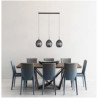 Amsterdam 3Lt Bar Pendant - Black Metal & Smoked Glass