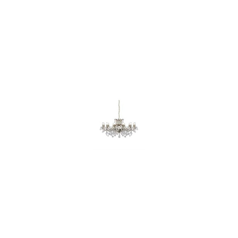 Paris 12Lt Chandelier - Antique Brass Metal & Clear Crystal