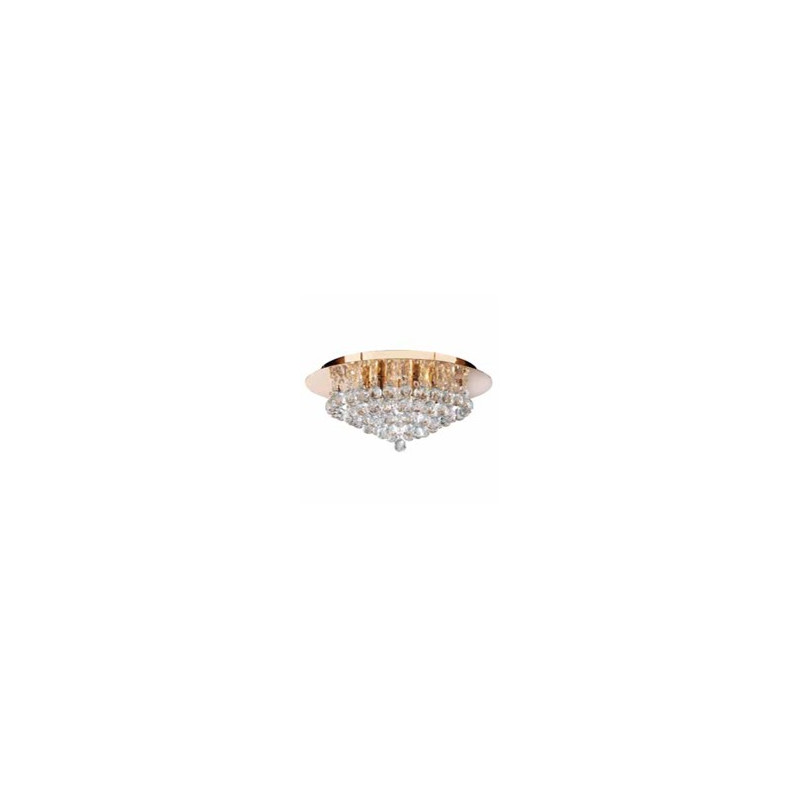 Hanna 6Lt Flush  - Gold Metal & Clear Crystal
