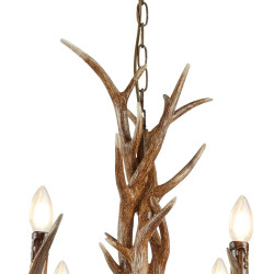 Stag 6Lt Pendant - Brown Resin