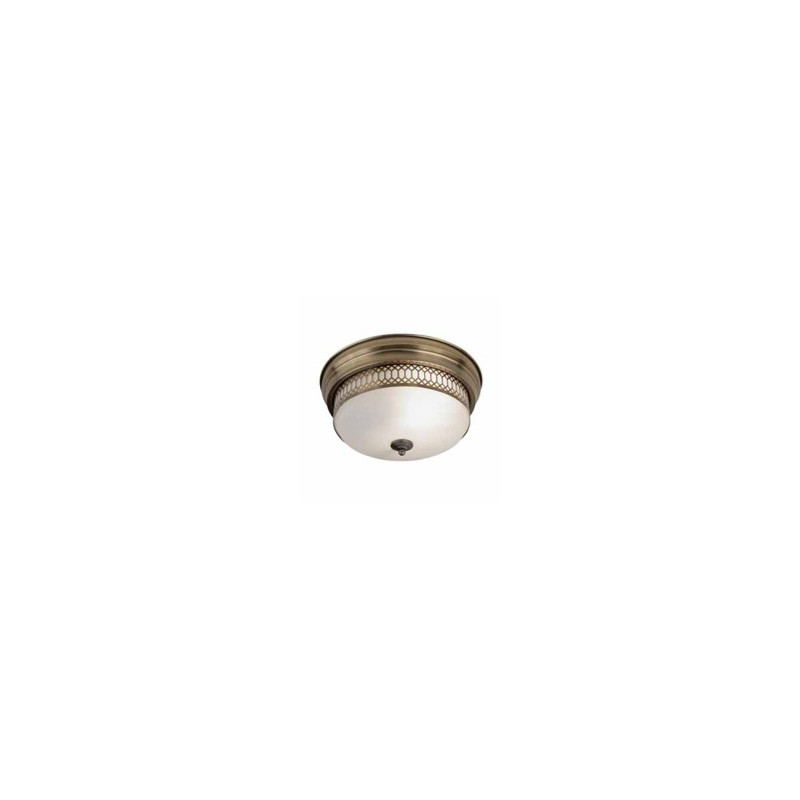 Edinburgh 2Lt Flush  - Antique Brass Metal & Acid Glass