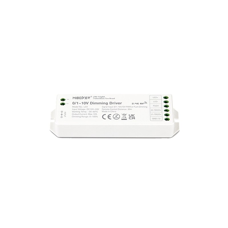 Contrôleur Bandeau Blanc 0/1-10V + Push Dimmable + Wireless 12A LS4