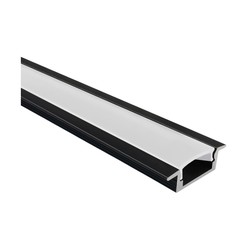 Profilé Aluminium Noir Encastrable intérieur 12.3mm (l) 24.5 x (H)7.69 x (Ext) 17.5mm