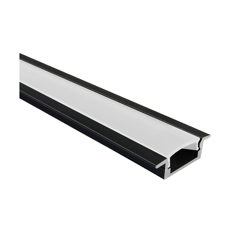 Profilé Aluminium Noir Encastrable intérieur 12.3mm (l) 24.5 x (H)7.69 x (Ext) 17.5mm
