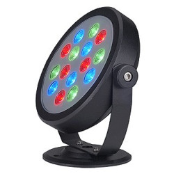 Keto rond led rgb, 15x1w, noir